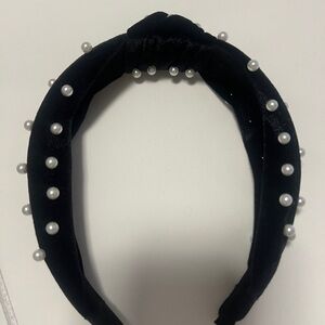 Black Velvet Pearl Headband